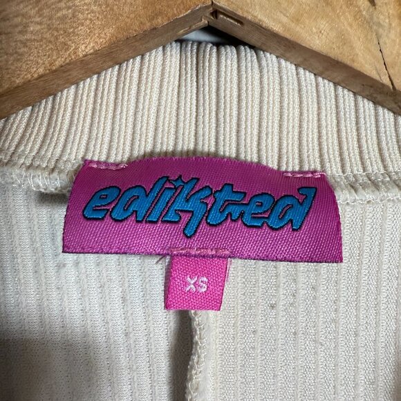 Edikted Lucia Ribbed Romper Women's XS Tan Button Up Collared Micro Mini Bodycon - Picture 8 of 15